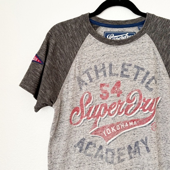 Superdry Athletics Yokohama Raglan Heather Gray Short Leave Tee Size M - Picture 8 of 10